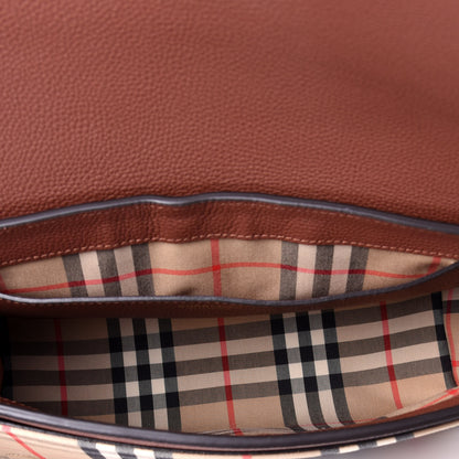 Burberry Calfskin Vintage Check Note Crossbody Bag Tan 5 of 8