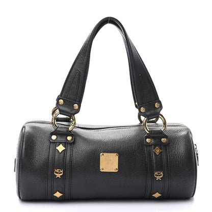 MCM Grained Calfskin Studded Heritage Barrel Bag Black 1 of 10