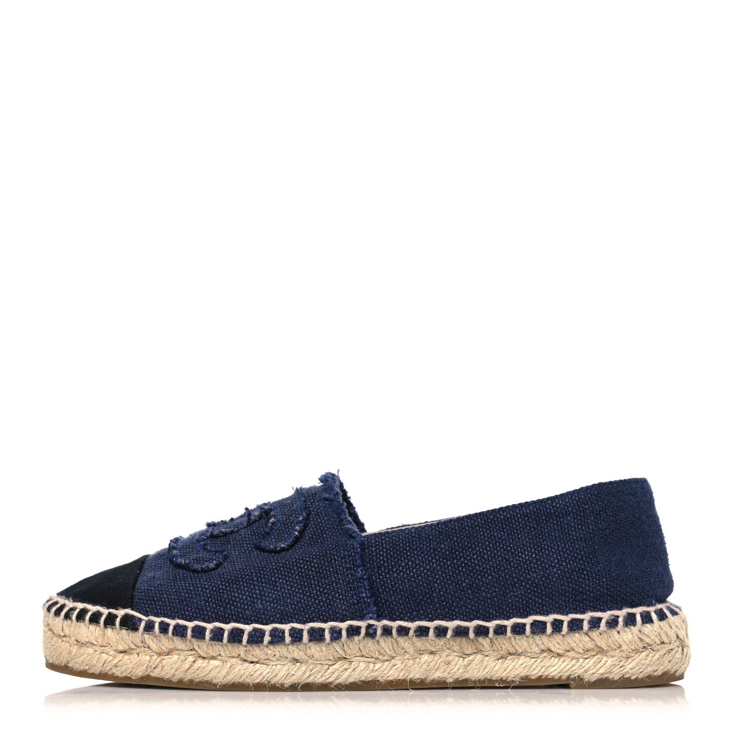 Chanel Denim Toile CC Espadrilles 37 Navy Black 1 of 9