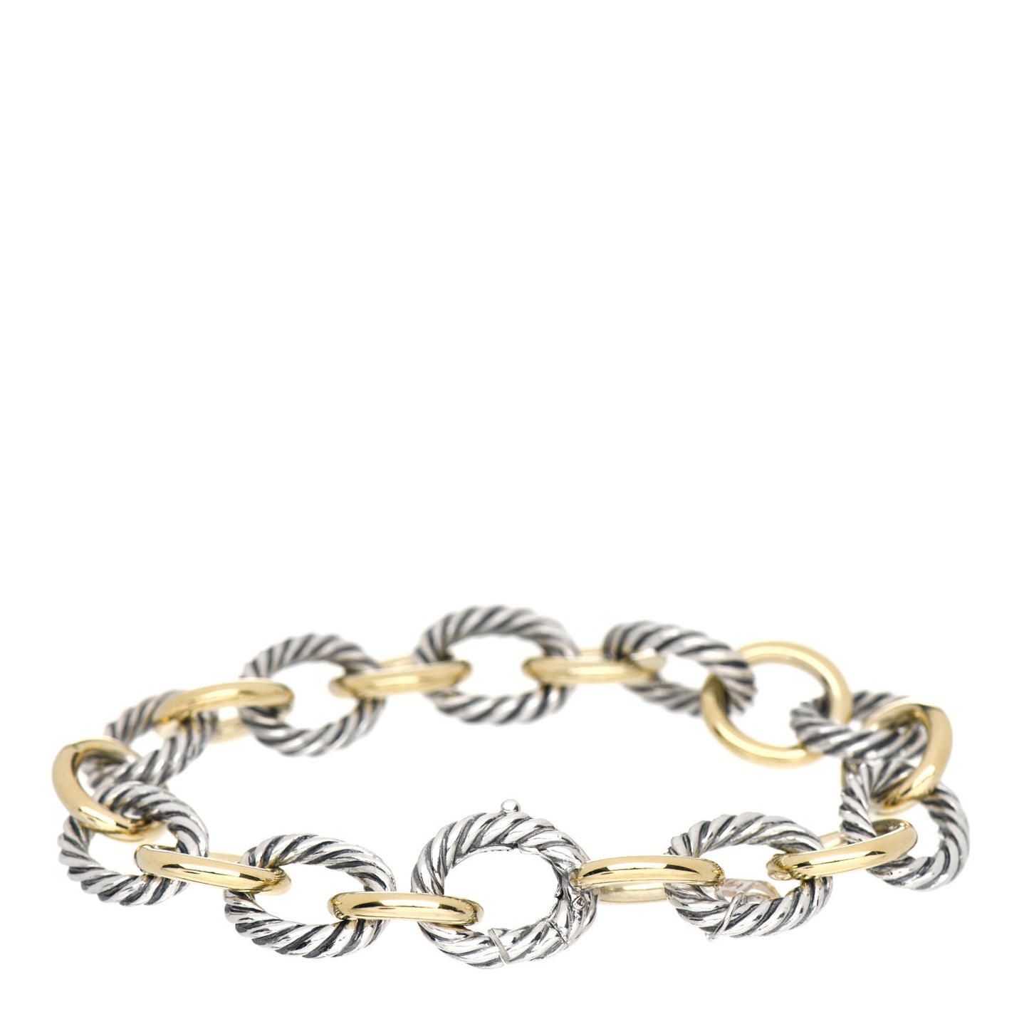 Sterling Silver 18K Yellow Gold 12mm Large Oval Link Bracelet