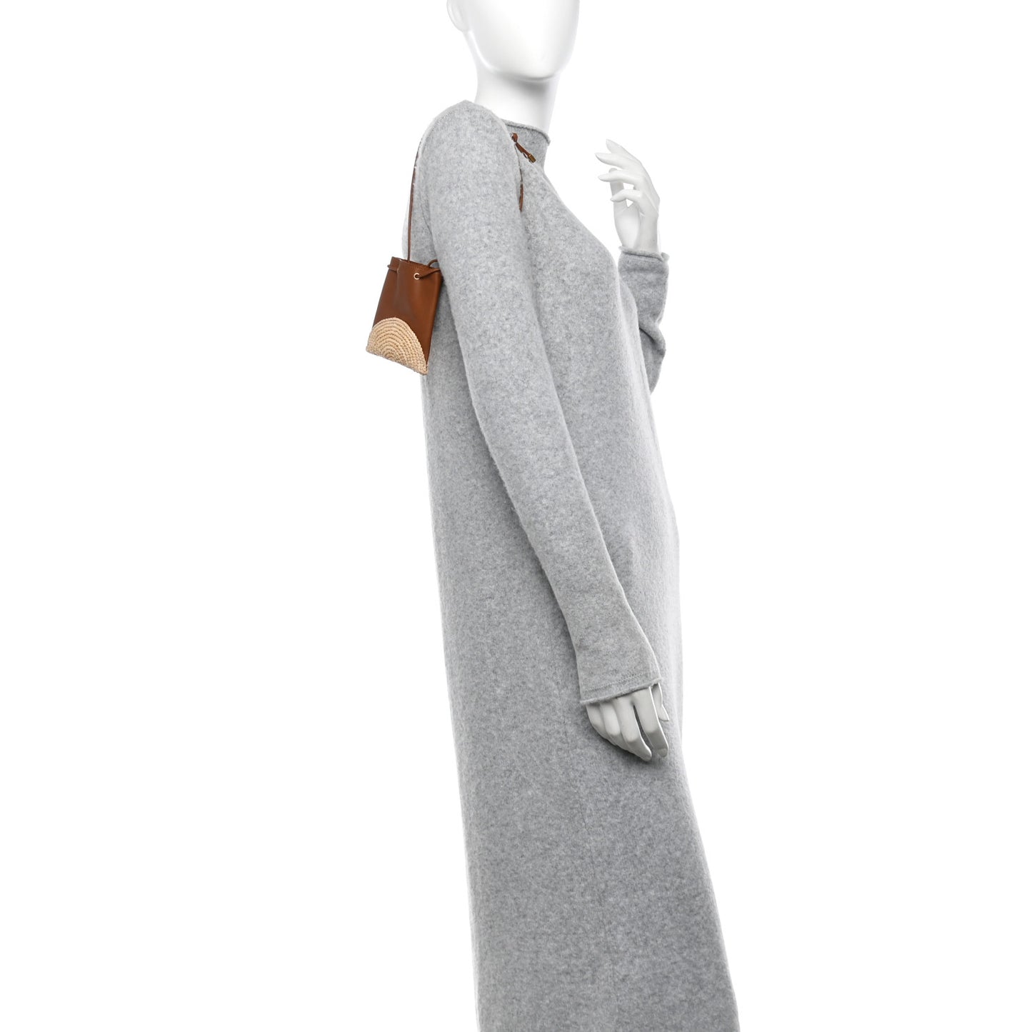 Raffia Cassandre Mini Pochon Crossbody Bag Brick Natural