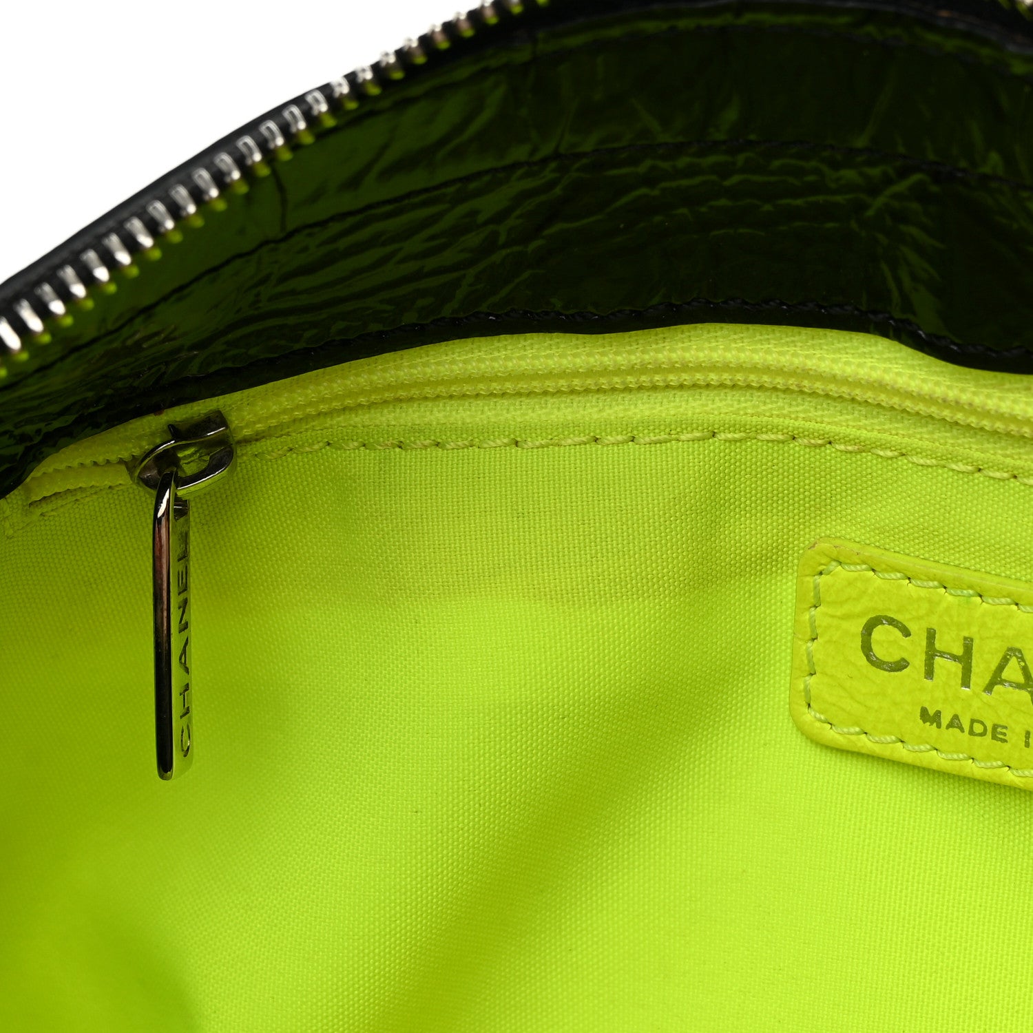 Chanel Patent Quilted Day Glo Flap Bag Black 11 of 22