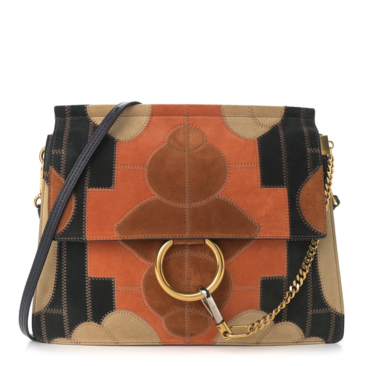 Chloe Suede Patchwork Medium Faye Shoulder Bag Desert 1 of 9