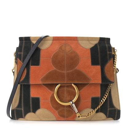 Chloe Suede Patchwork Medium Faye Shoulder Bag Desert 1 of 9