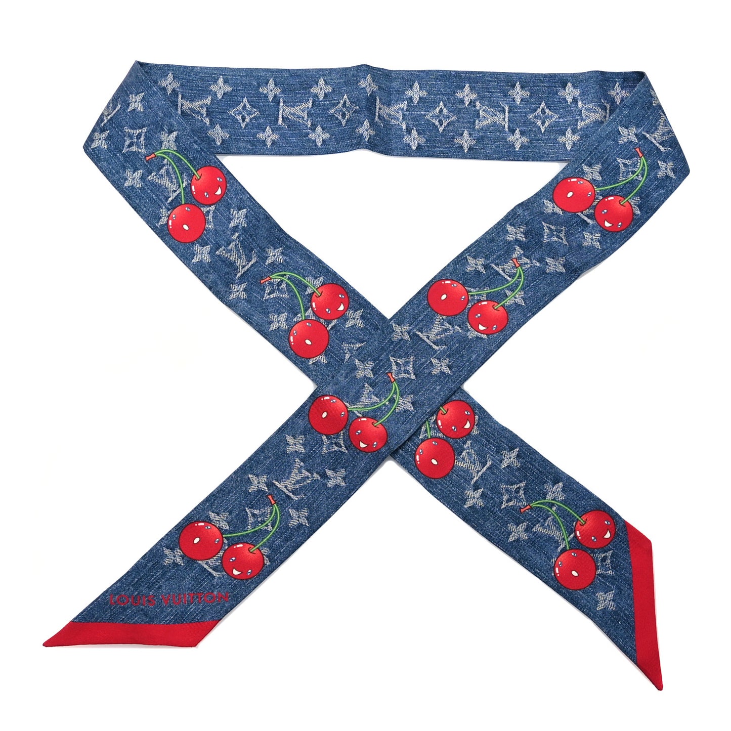 LV X TM Silk Monogram Cerises Bandeau Denim Blue
