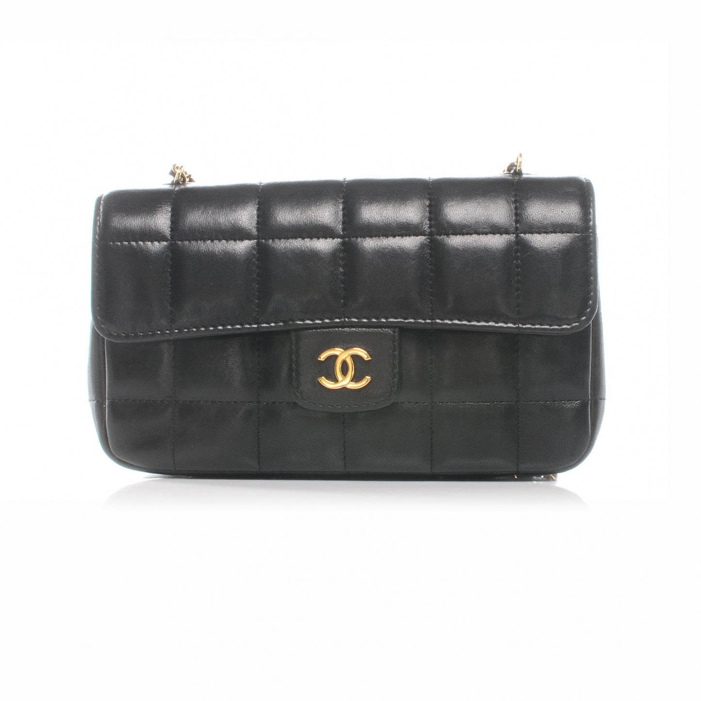 Lambskin Square Quilted Mini Flap Black
