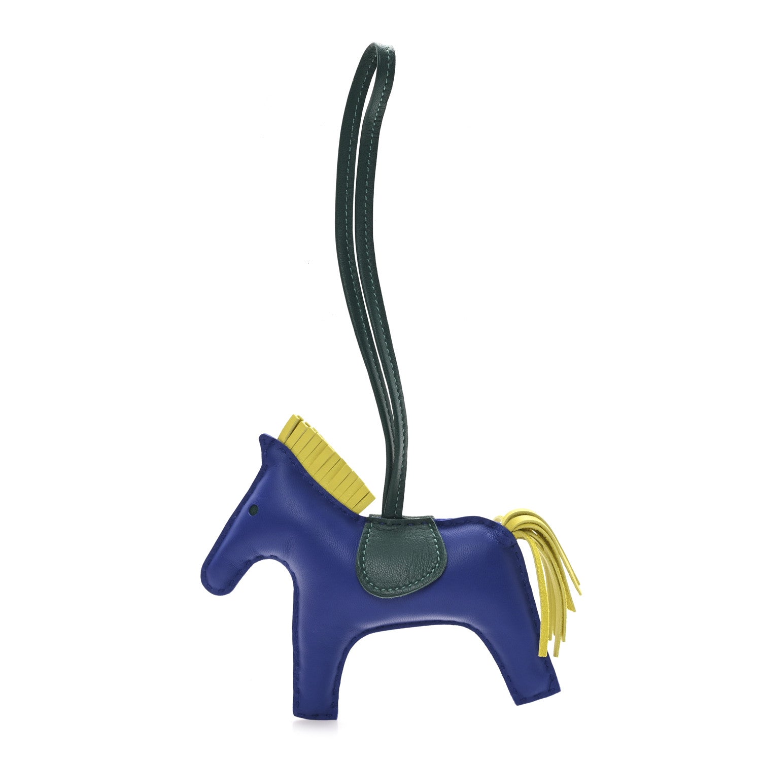 Hermes Milo Lambskin Grigri Rodeo Horse Bag Charm MM Bleu Electrique Malachite Lime 1 of 4