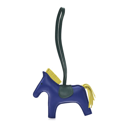 Hermes Milo Lambskin Grigri Rodeo Horse Bag Charm MM Bleu Electrique Malachite Lime 1 of 4