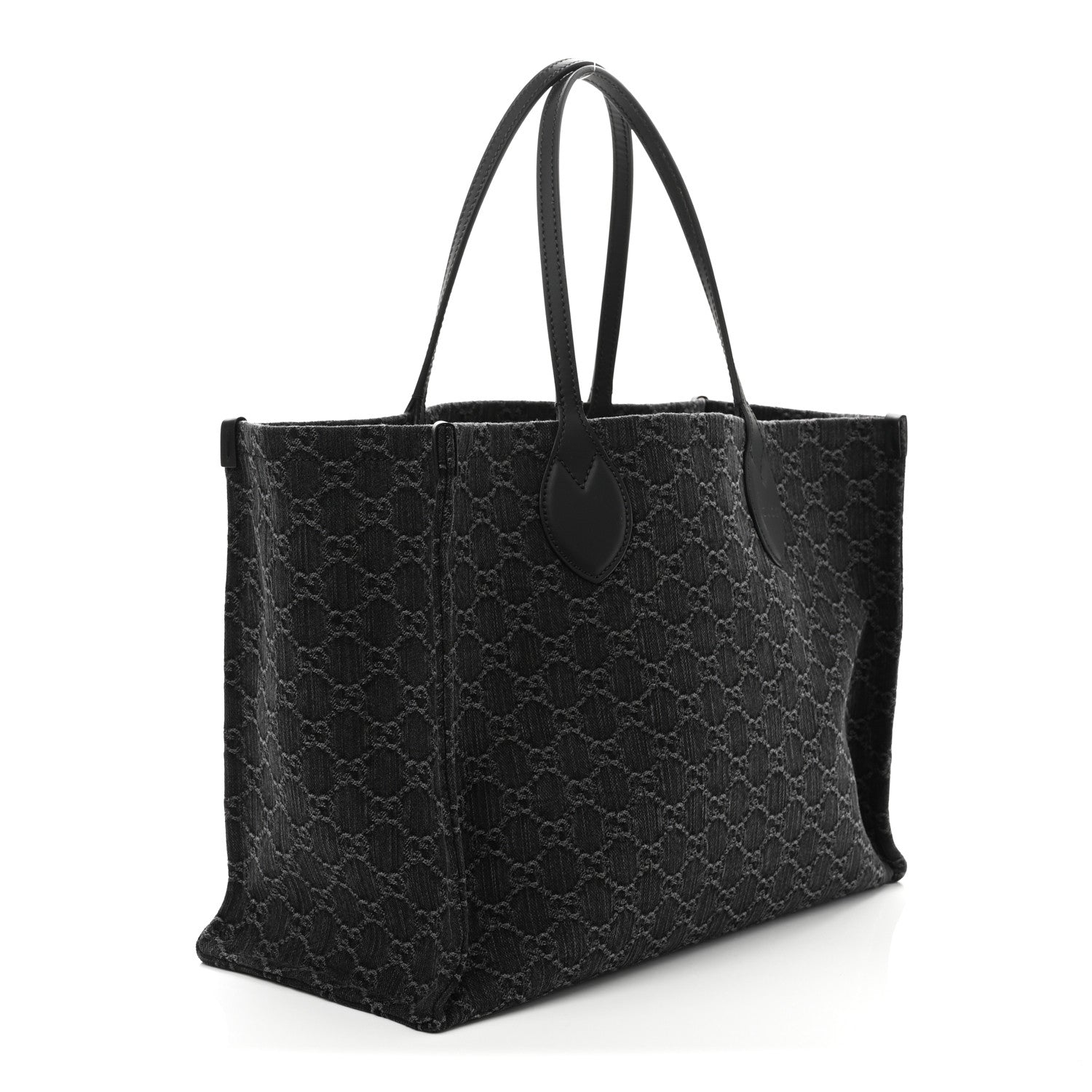 Gucci Denim Ophidia GG Monogram Large Tote Black Grey 4 of 11
