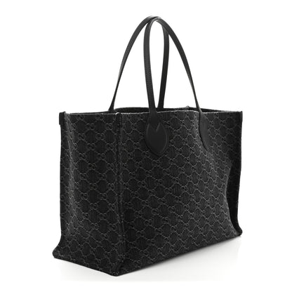 Gucci Denim Ophidia GG Monogram Large Tote Black Grey 4 of 11