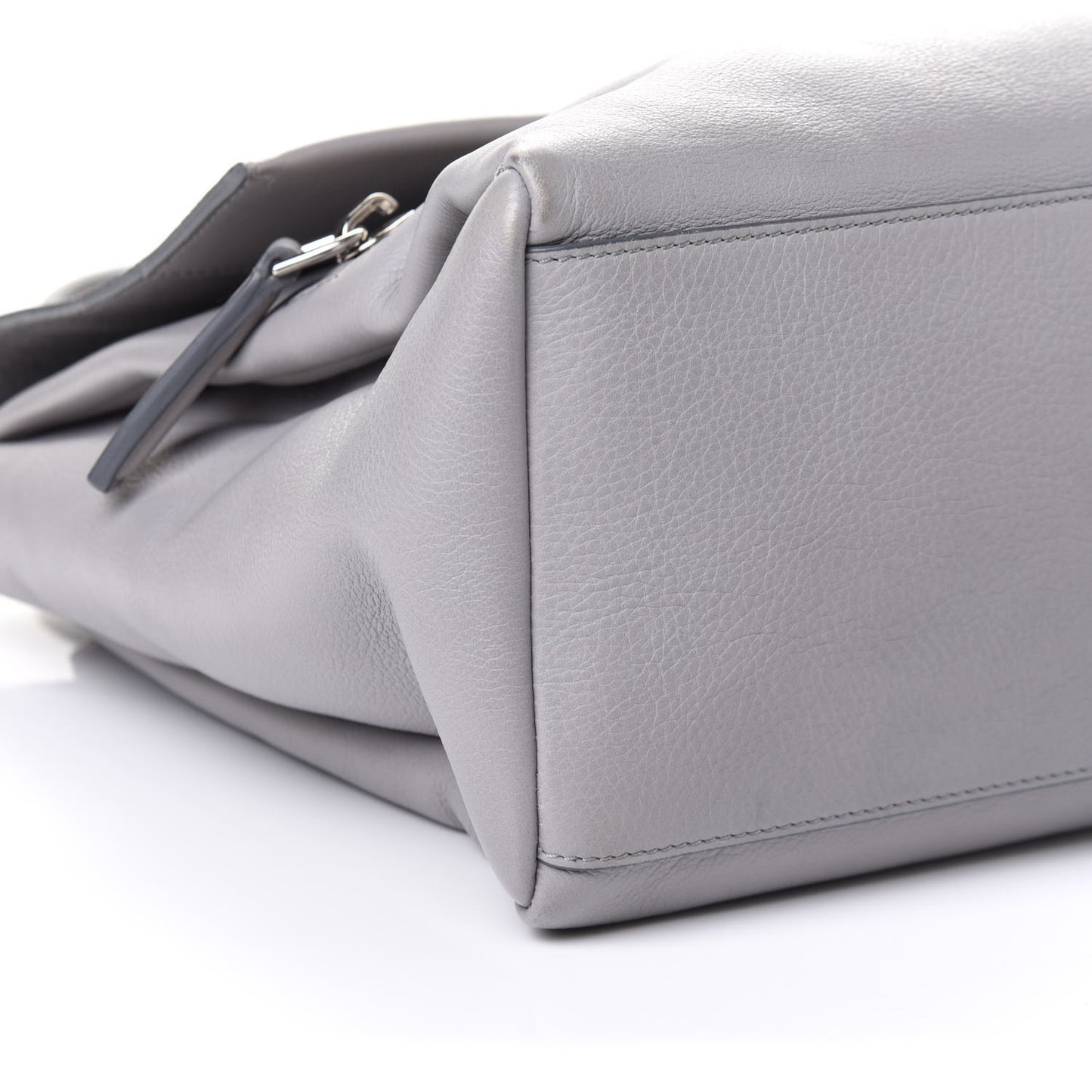 Grained Calfskin Medium Pandora Pure Flap Bag Pearl Grey
