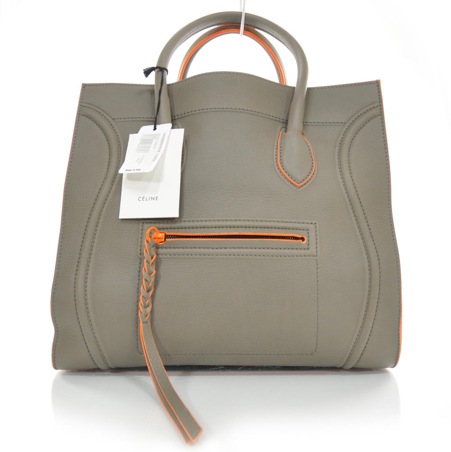 Smooth Calfskin Large Phantom Luggage Grey Orange
