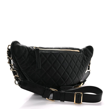 Chanel Calfskin Quilted Banane Waist Bag Fanny Pack Black 3 of 11