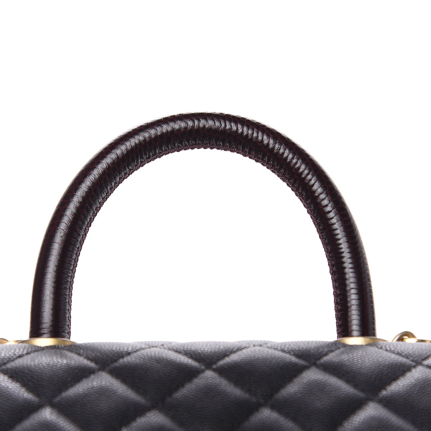 Caviar Lizard Embossed Quilted Mini Coco Handle Flap Black