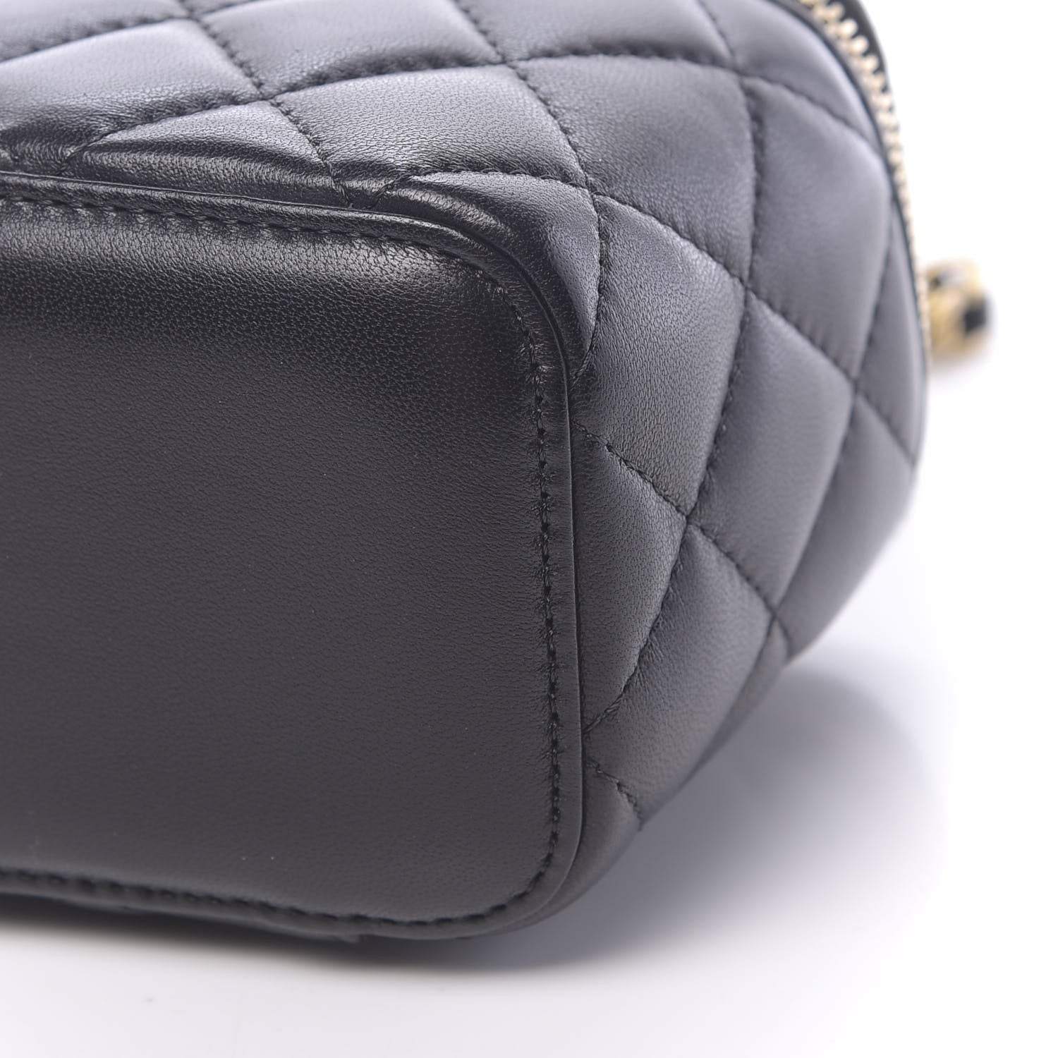 Chanel Lambskin Quilted Mini Pearl Crush Vanity Case With Chain Black 11 of 12