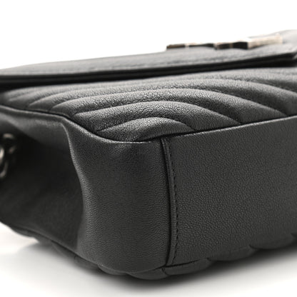 Saint Laurent Sheepskin Matelasse Chevron Monogram Medium College Bag Black 9 of 10