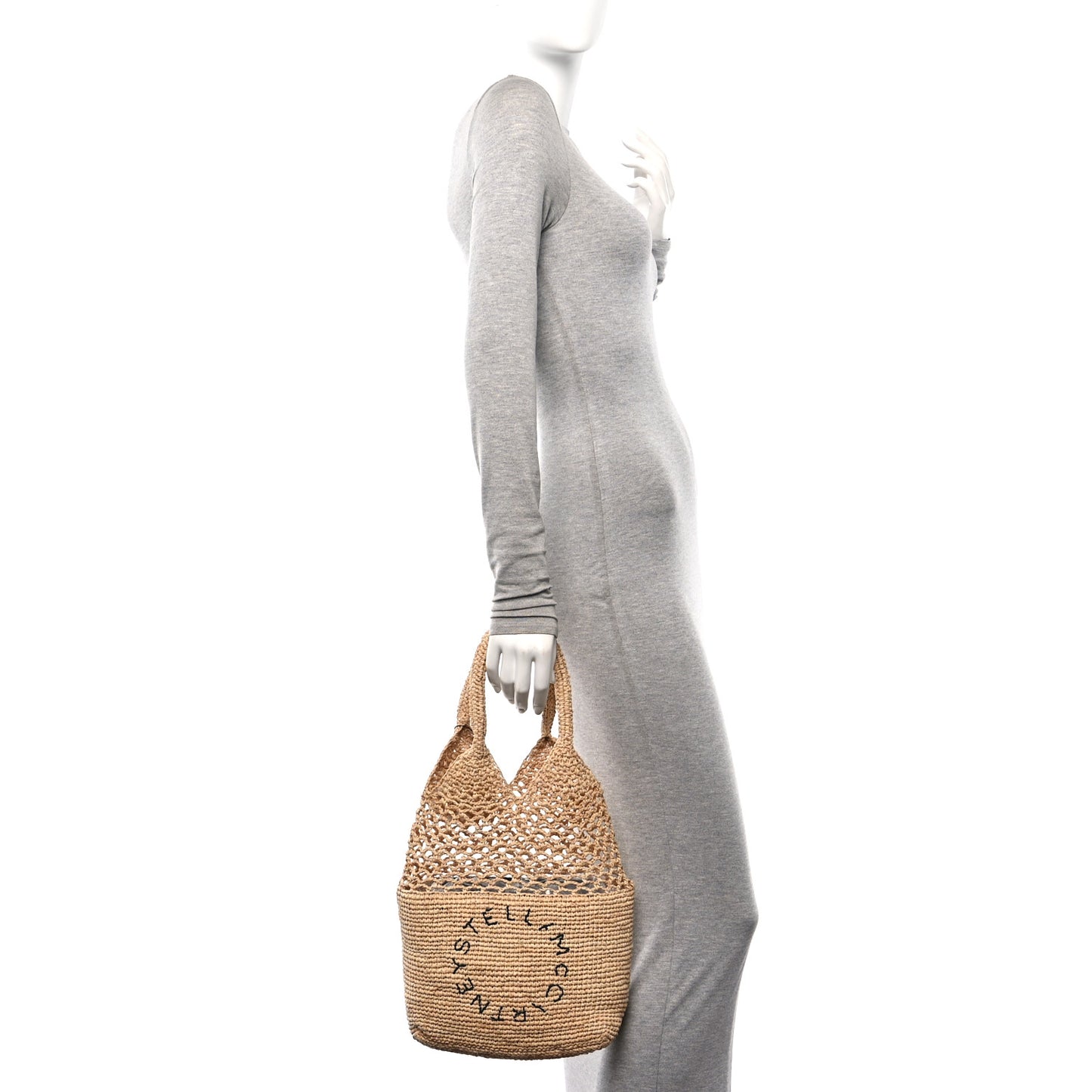 Raffia Crochet Tote Bag Beige