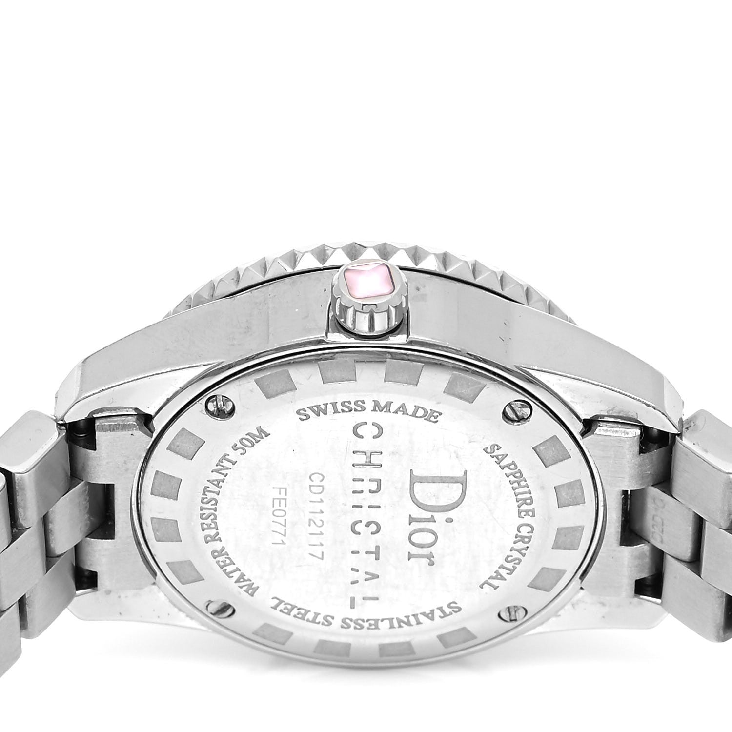 Christian Dior Stainless Steel Diamond Pave Bezel Sapphire 29mm Christal Quartz Watch Pink 4 of 5