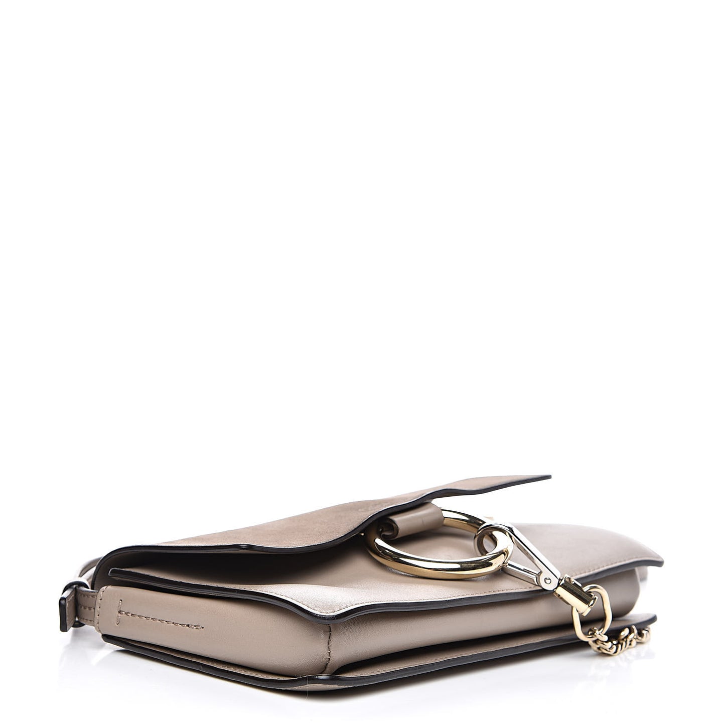 Suede Calfskin Small Faye Shoulder Bag Motty Grey