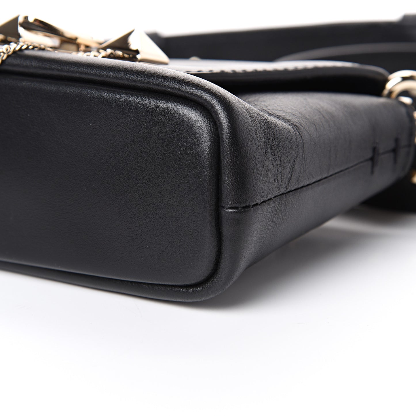 Vitello Small Rockstud Demilune Crossbody Bag Black