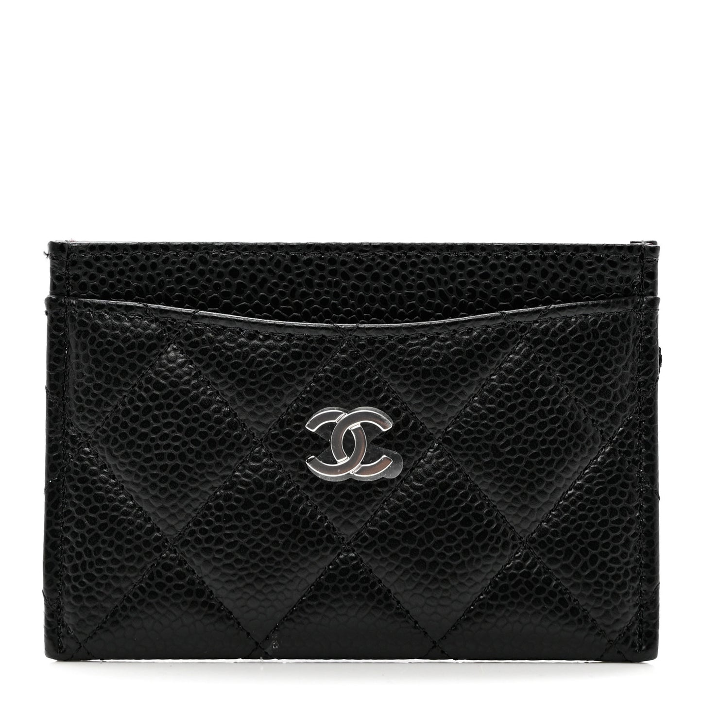 Caviar Quilted Card Holder Black