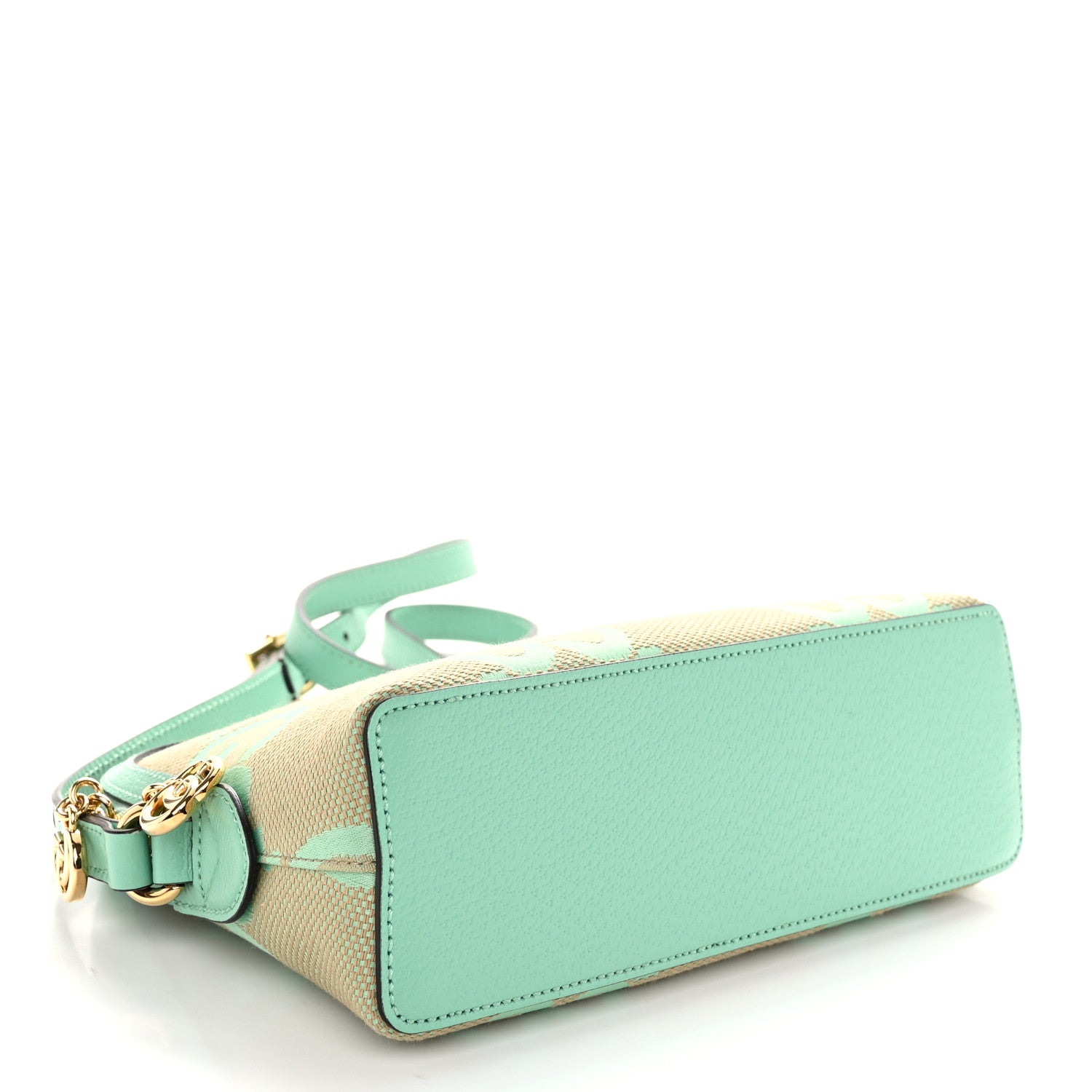 Gucci Monogram Jumbo GG Textured Dollar Calfskin Small Ophidia Dome Shoulder Bag Beige Pepperlight Mint 4 of 10