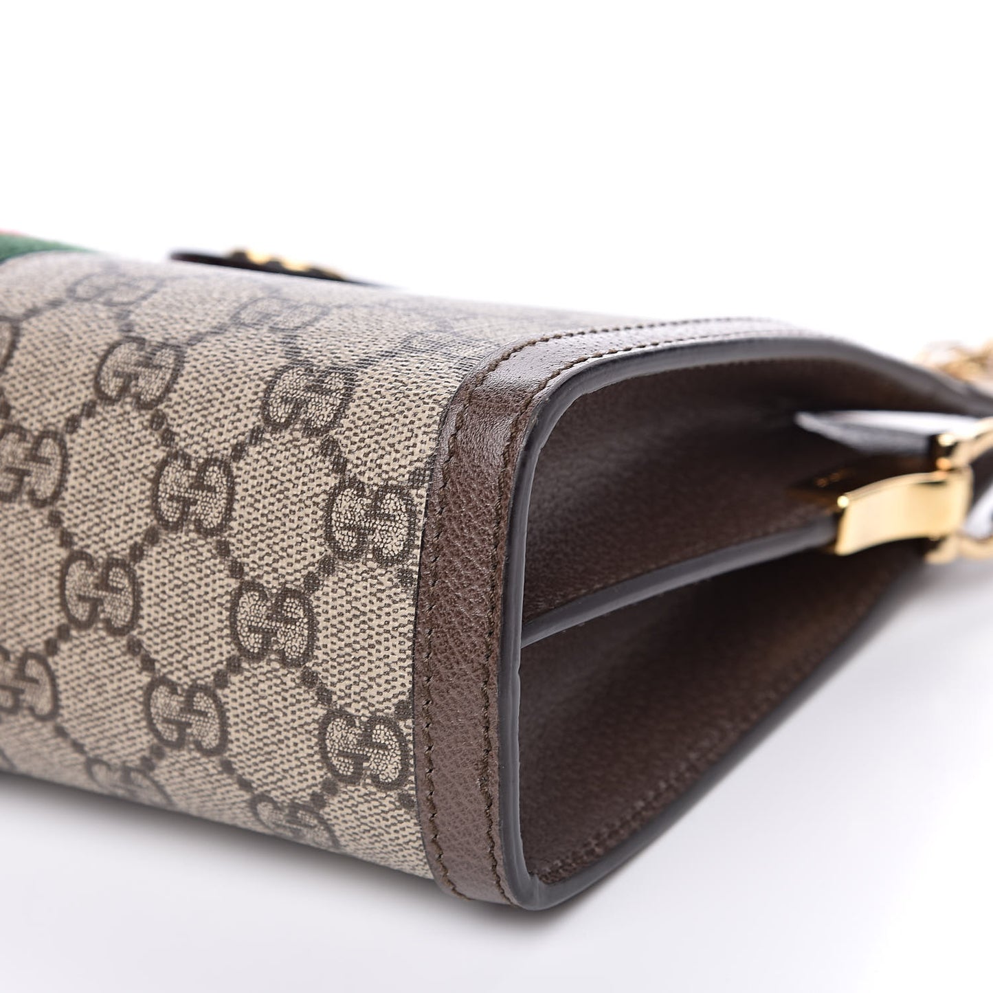 GG Supreme Monogram Web Small Ophidia Chain Shoulder Bag Brown