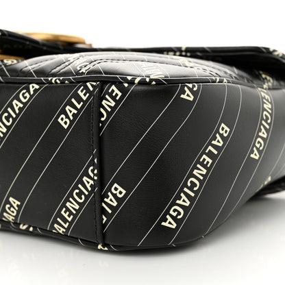 Gucci X BALENCIAGA Calfskin Matelasse Logo Print Small GG Marmont Shoulder Bag Black 10 of 11
