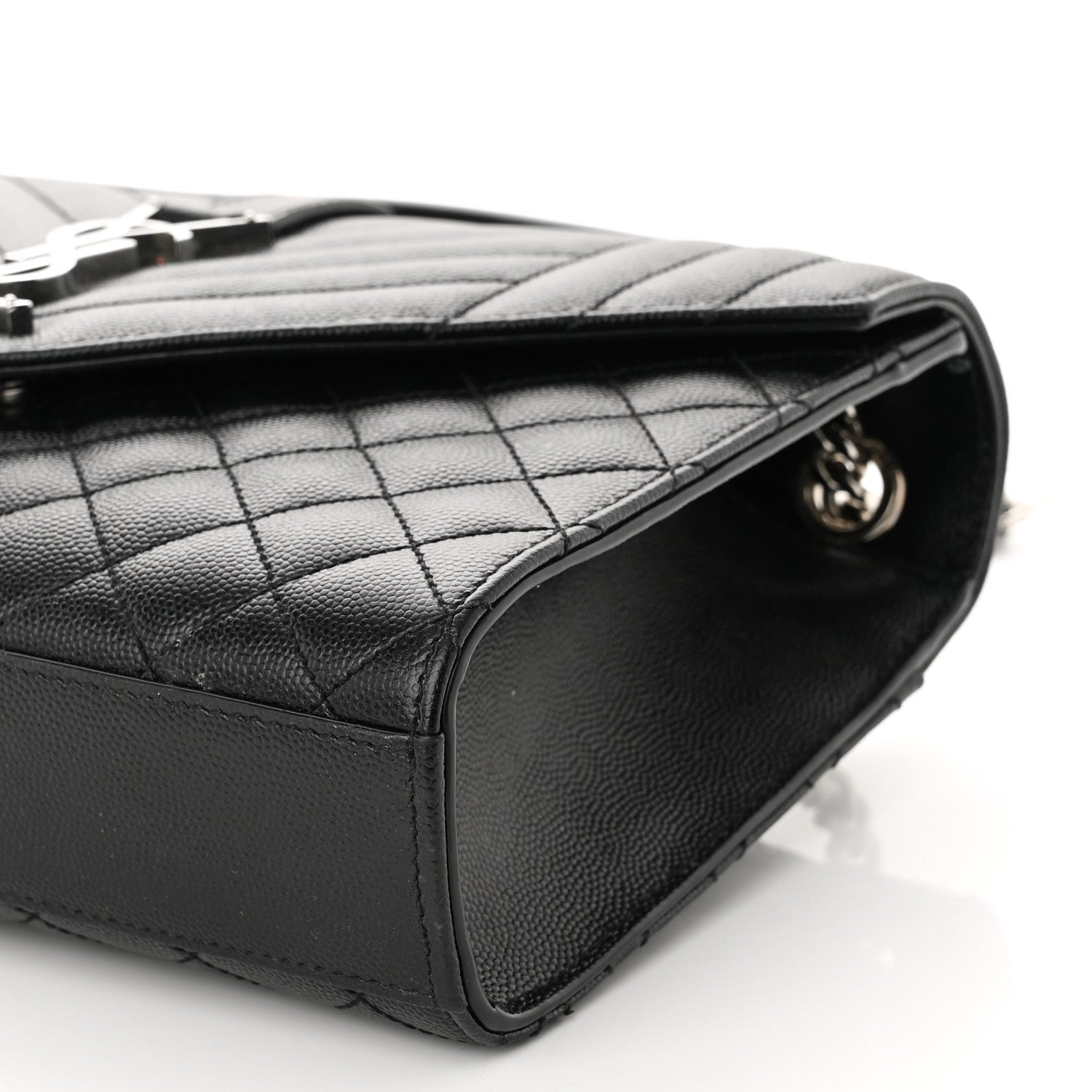 Saint Laurent Grain De Poudre Textured Mixed Matelasse Triquilt Medium Monogram Satchel Black 10 of 12