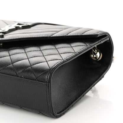 Saint Laurent Grain De Poudre Textured Mixed Matelasse Triquilt Medium Monogram Satchel Black 10 of 12