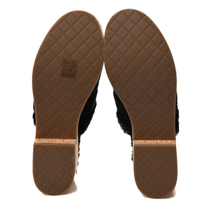 Chanel Suede Calfskin Shearling Turn Lock Clogs 39 Black 5 of 8