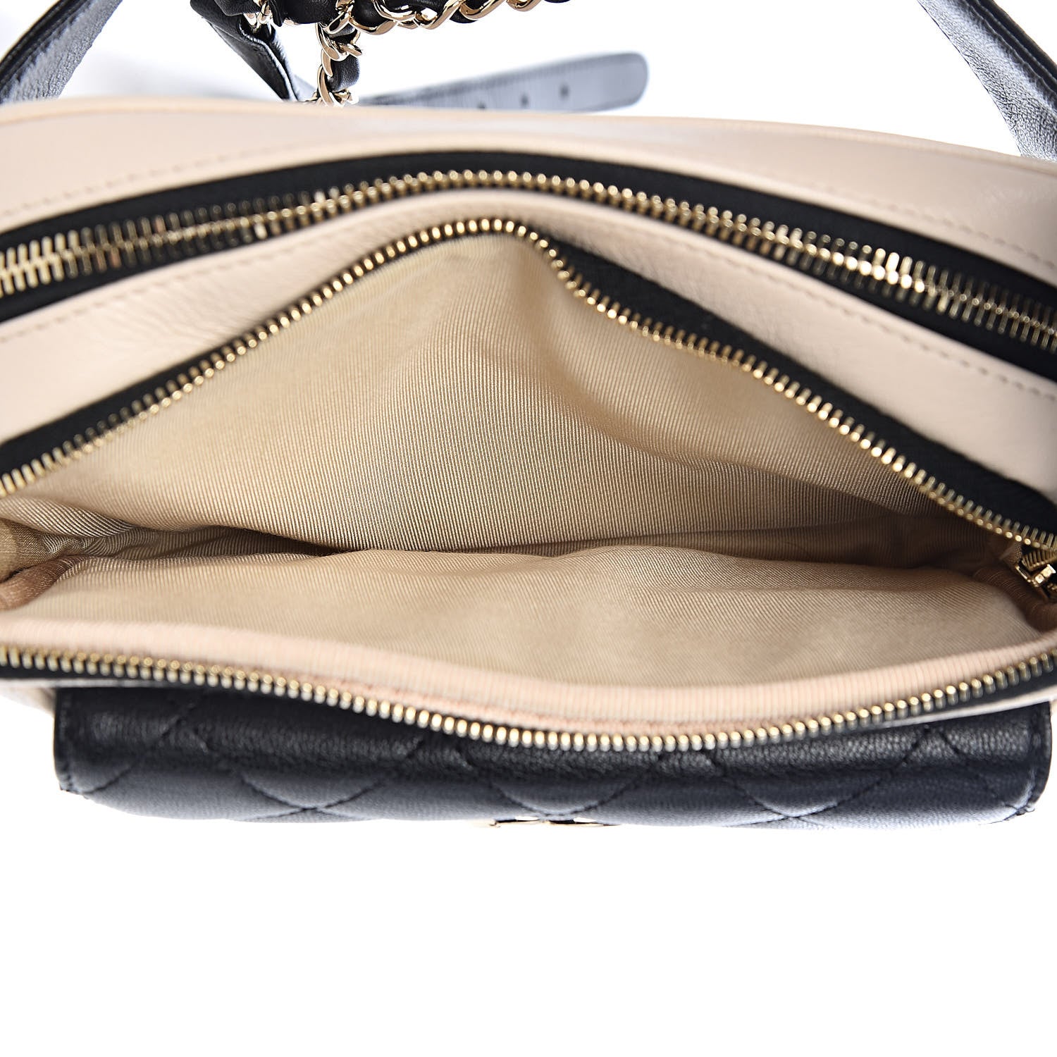 Chanel Goatskin Quilted Waist Bag Beige White Black 6 of 13