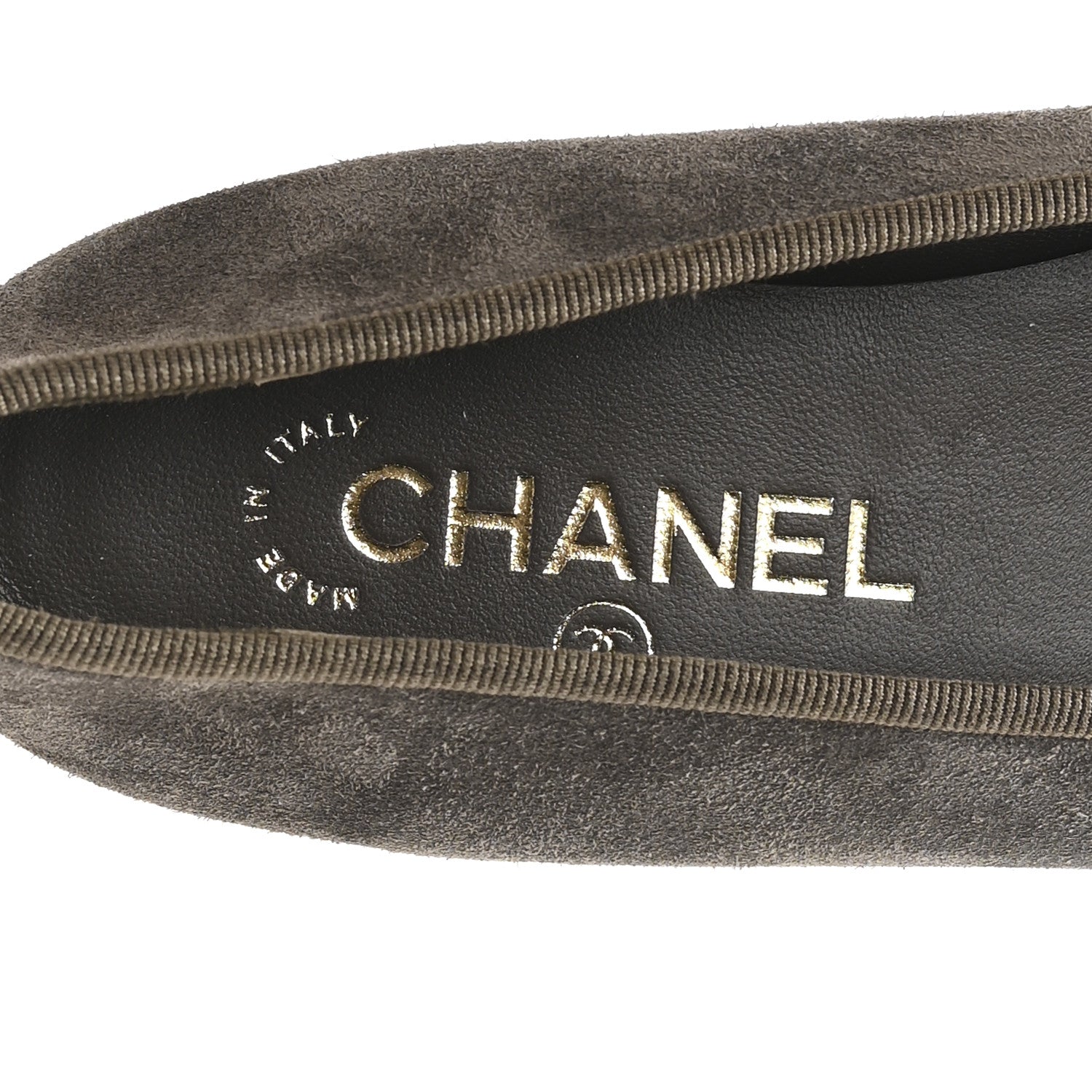 Chanel Suede Cap Toe CC Ballerina Flats 37 Grey Green 8 of 9