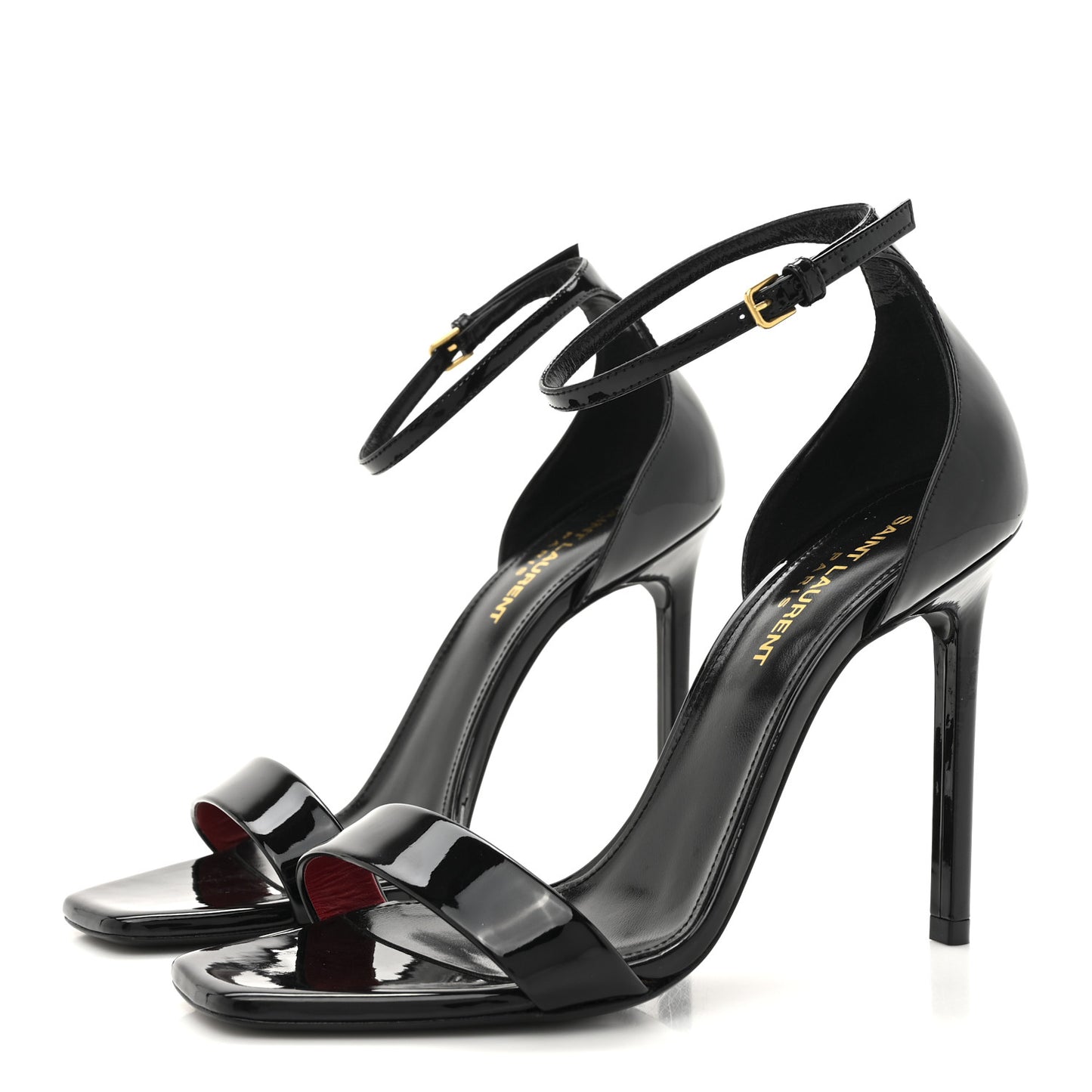 Patent Calfskin Amber 105 Ankle Strap Sandals 37 Black