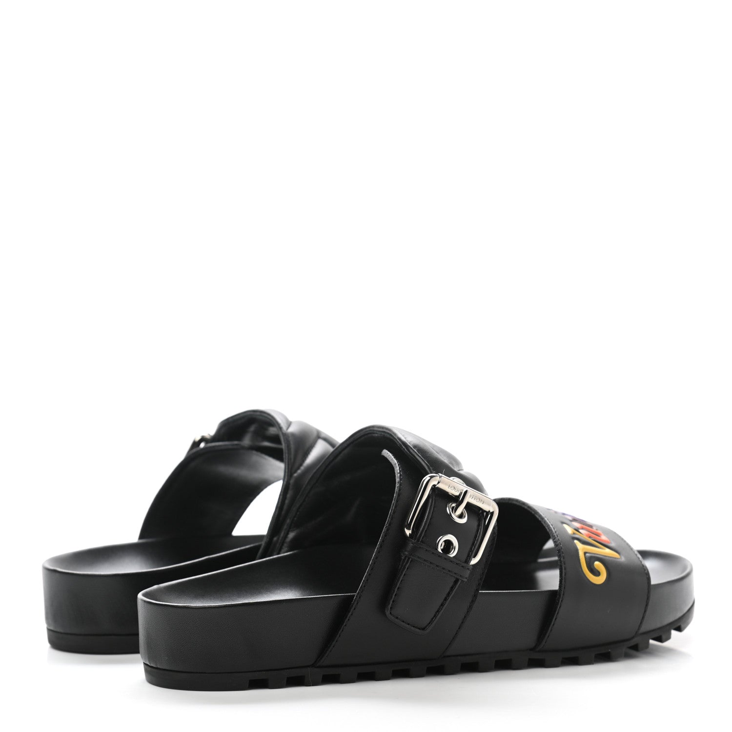 Louis Vuitton Calfskin New Wave Bom Dia Mule Sandals 37 Black 4 of 8