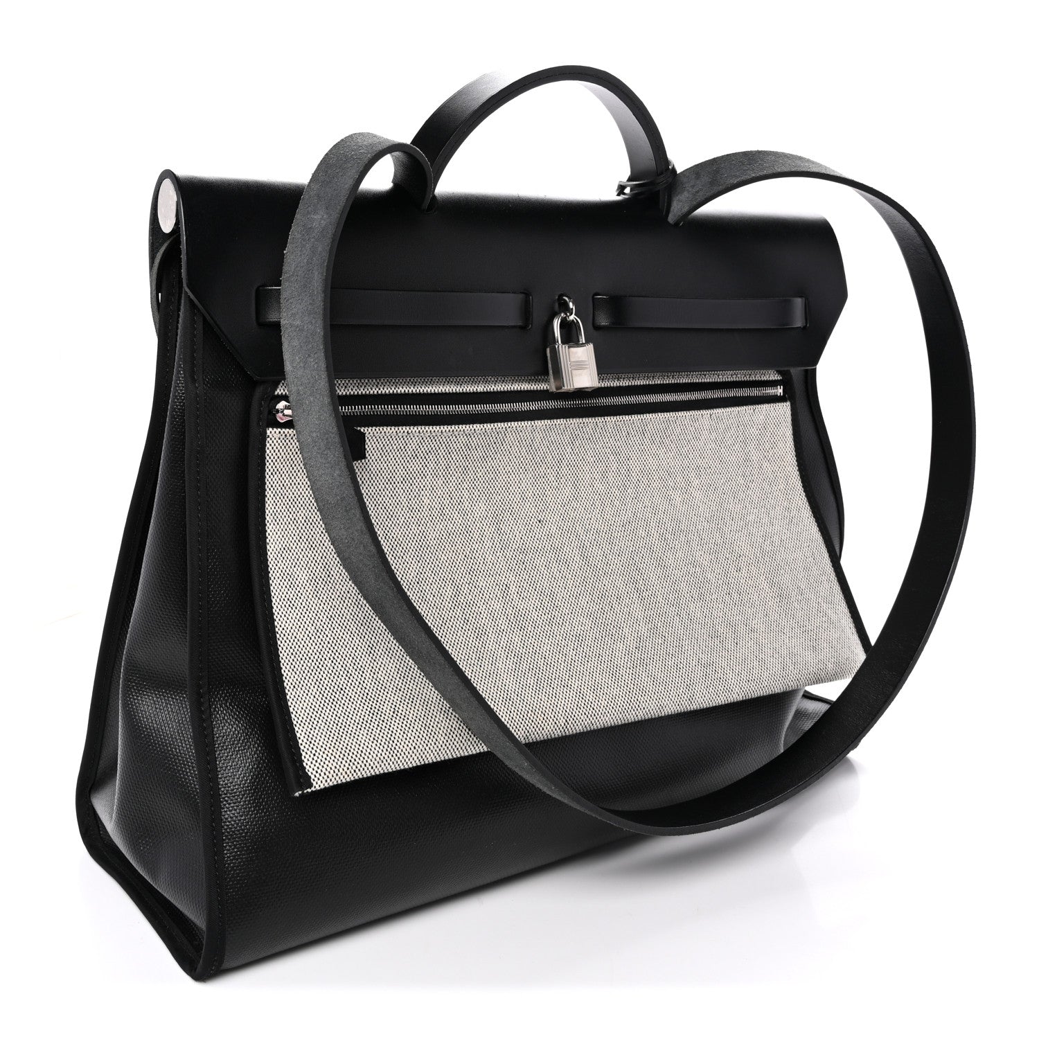 Hermes Toile H Berline Vache Hunter Herbag Zip 39 MM Black Ecru 4 of 11