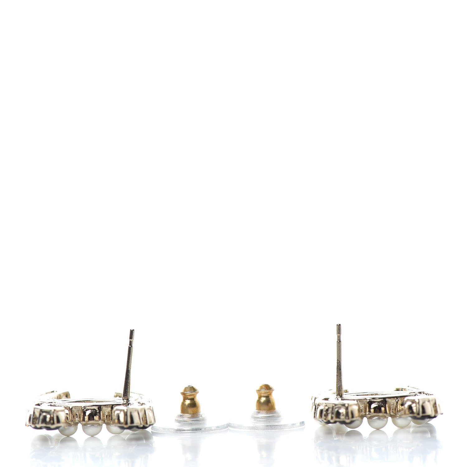 Chanel Resin Pearl CC Dazzling Domino Earrings Gold Black 3 of 4