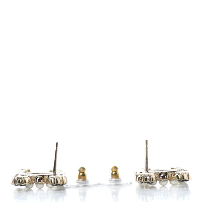 Chanel Resin Pearl CC Dazzling Domino Earrings Gold Black 3 of 4