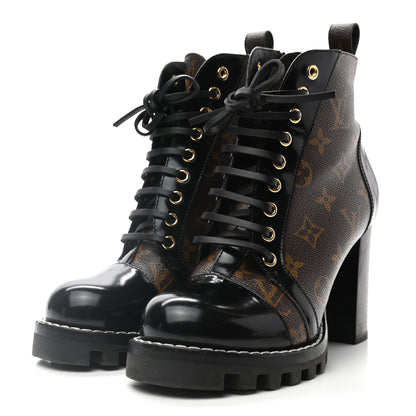 Louis Vuitton Patent Calfskin Monogram Star Trail Ankle Boots 37.5 Black 3 of 12