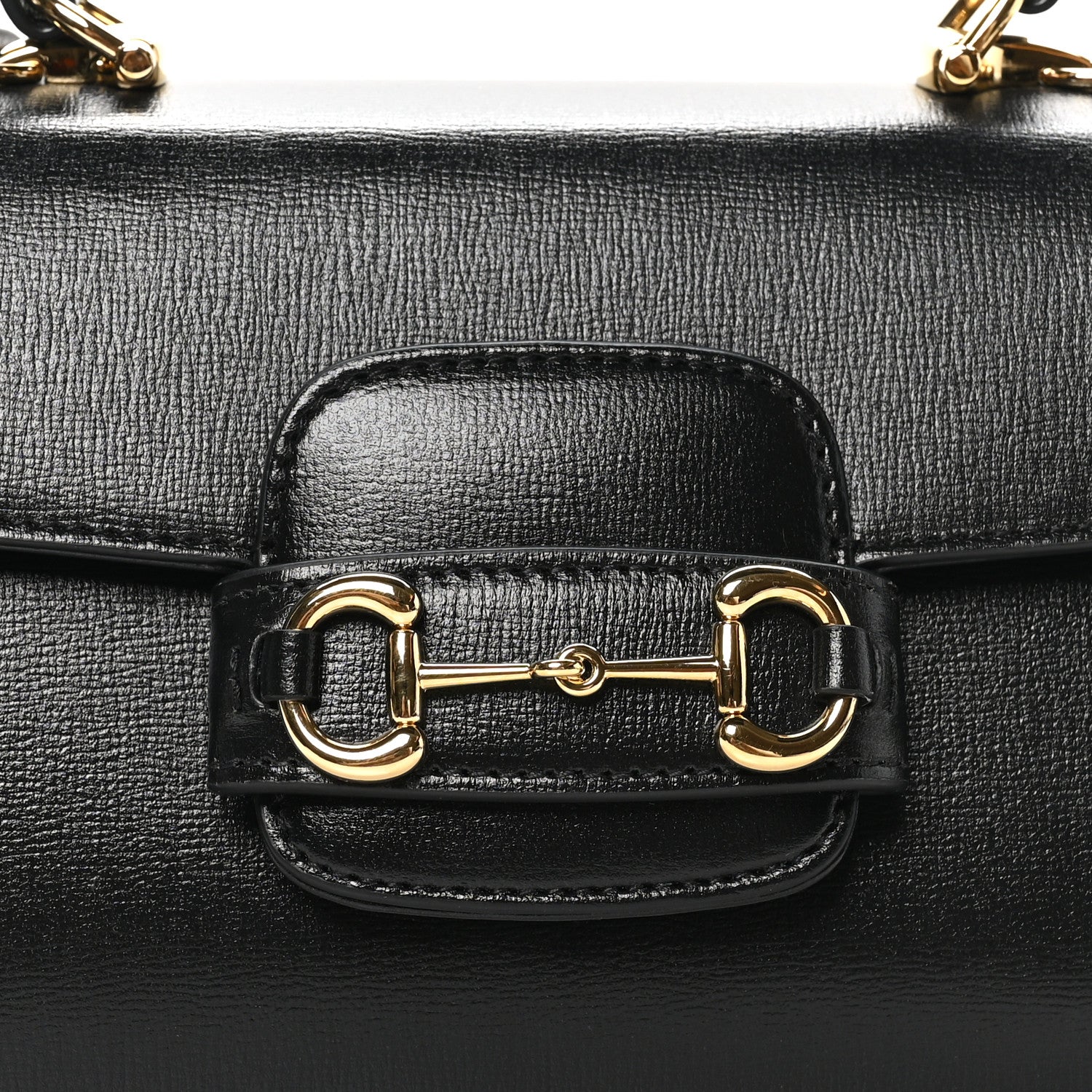 Gucci Glazed Textured Calfskin Mini Horsebit 1955 Top Handle Flap Bag Black 8 of 10