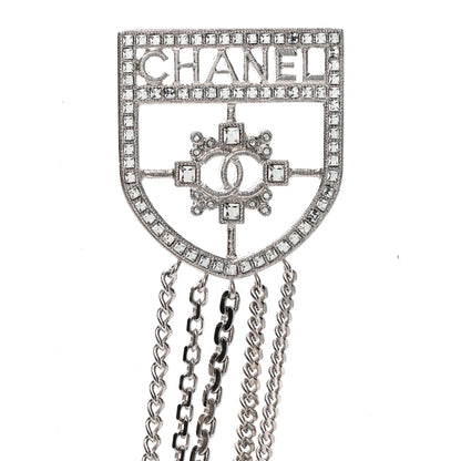 Chanel Baguette Crystal CC Shield Multi Strand Long Chain Brooch Silver 3 of 6