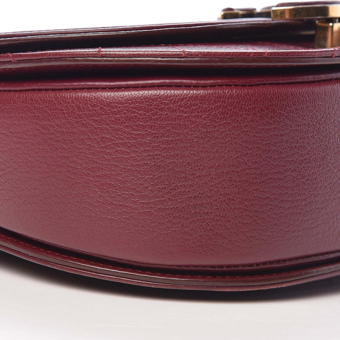 Shiny Calfskin Goatskin Quilted Small Coco Curve Messenger Flap Burgundy
