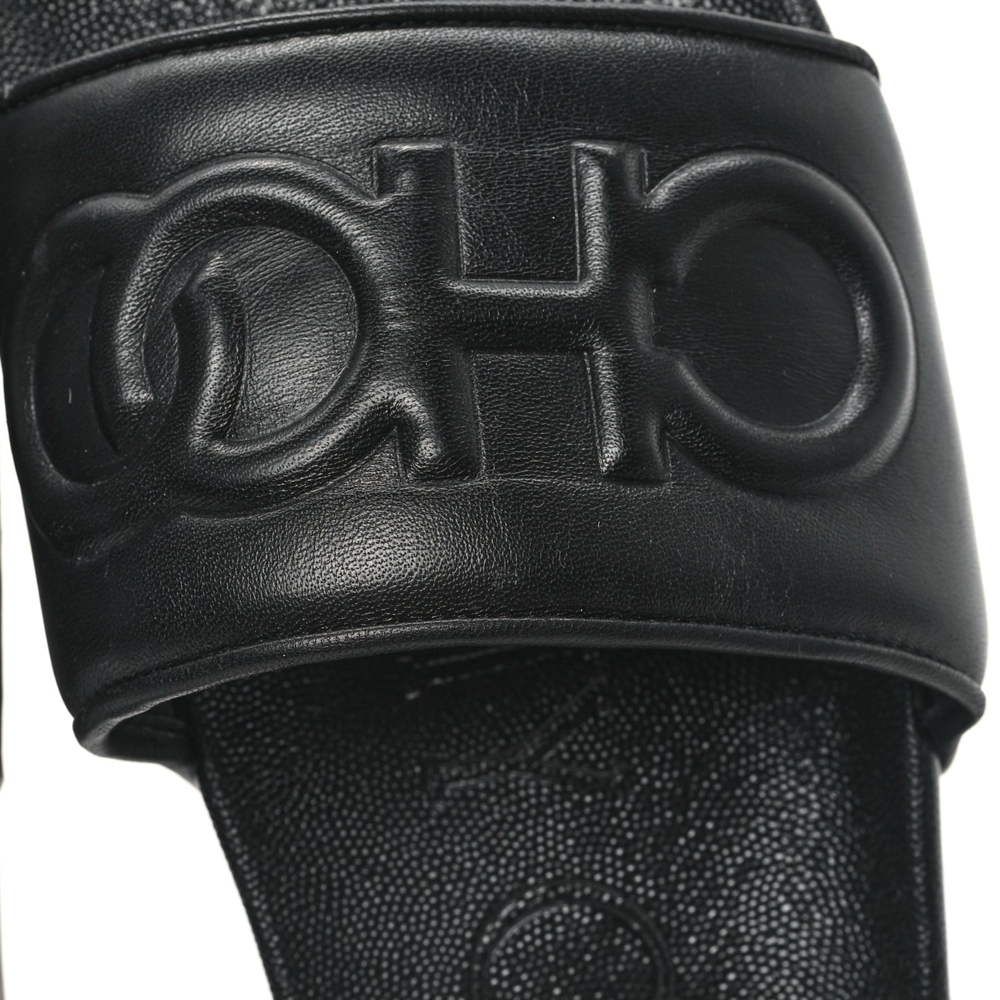 Nappa Embossed Logo Azari Slide Sandals 40 Black