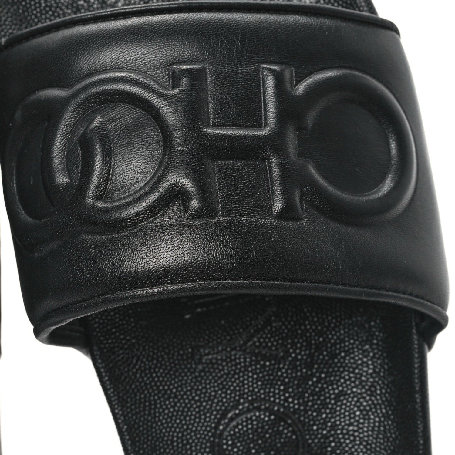 Jimmy Choo Nappa Embossed Logo Azari Slide Sandals 40 Black 10 of 10