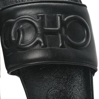 Jimmy Choo Nappa Embossed Logo Azari Slide Sandals 40 Black 10 of 10