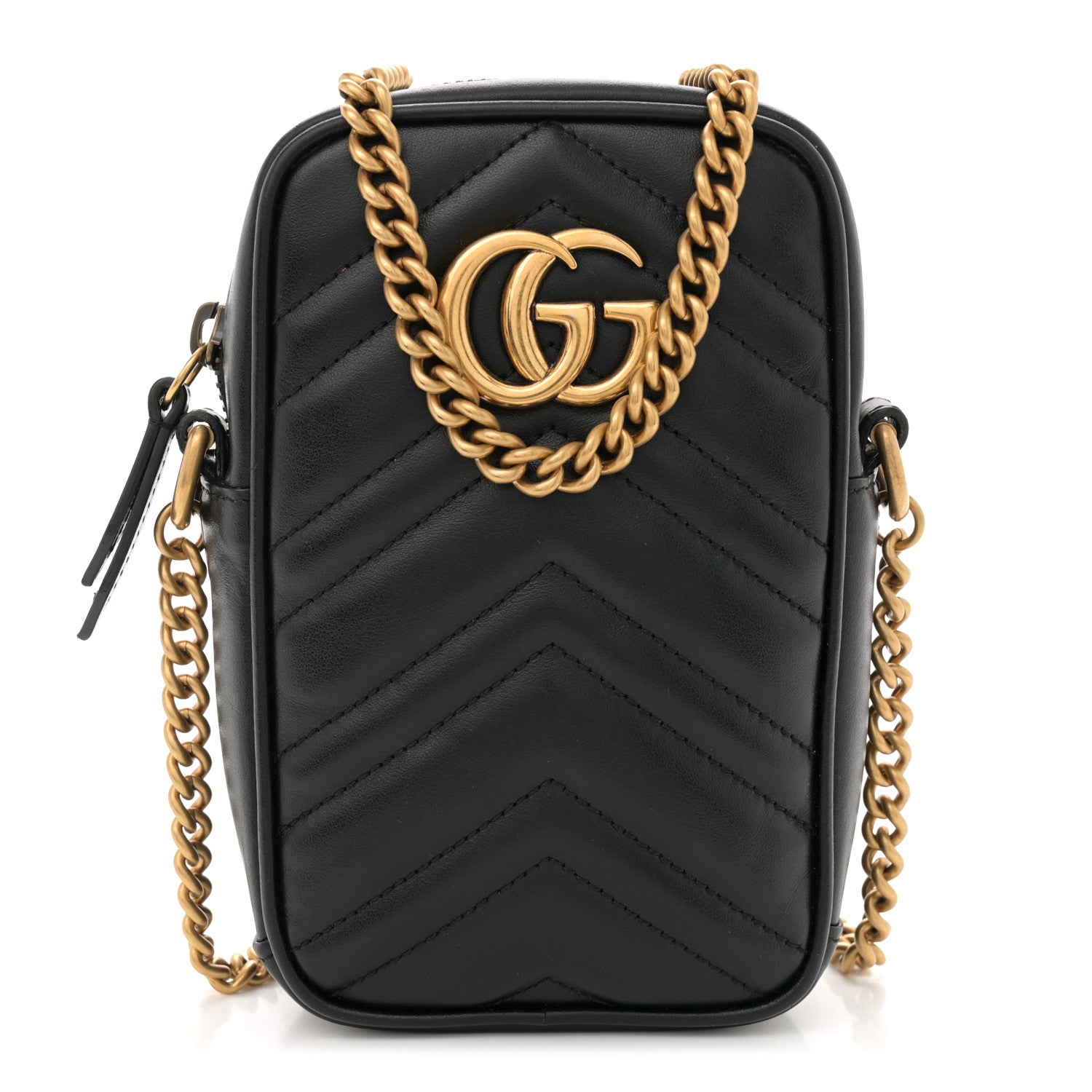 Gucci Calfskin Matelasse Mini GG Marmont Crossbody Bag Black 1 of 10