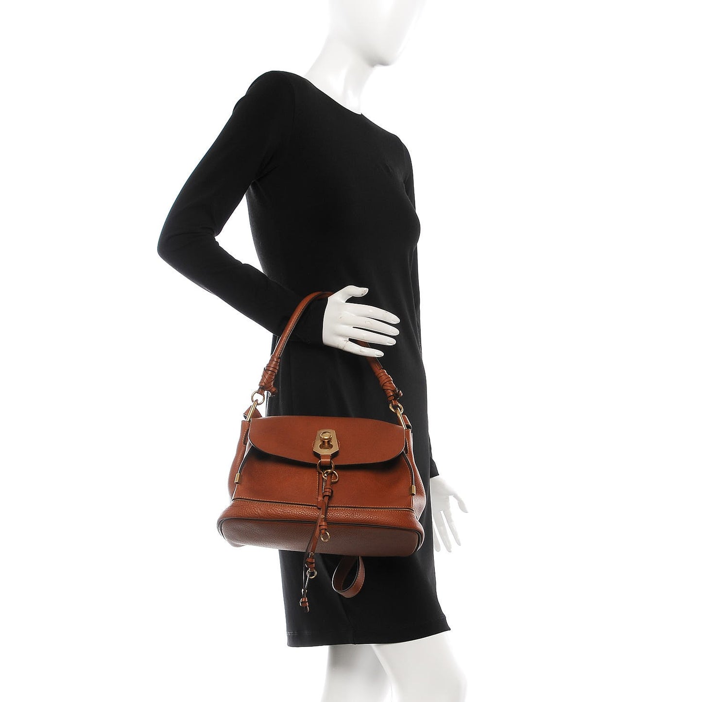 Calfskin Small Owen Flap Bag Caramel