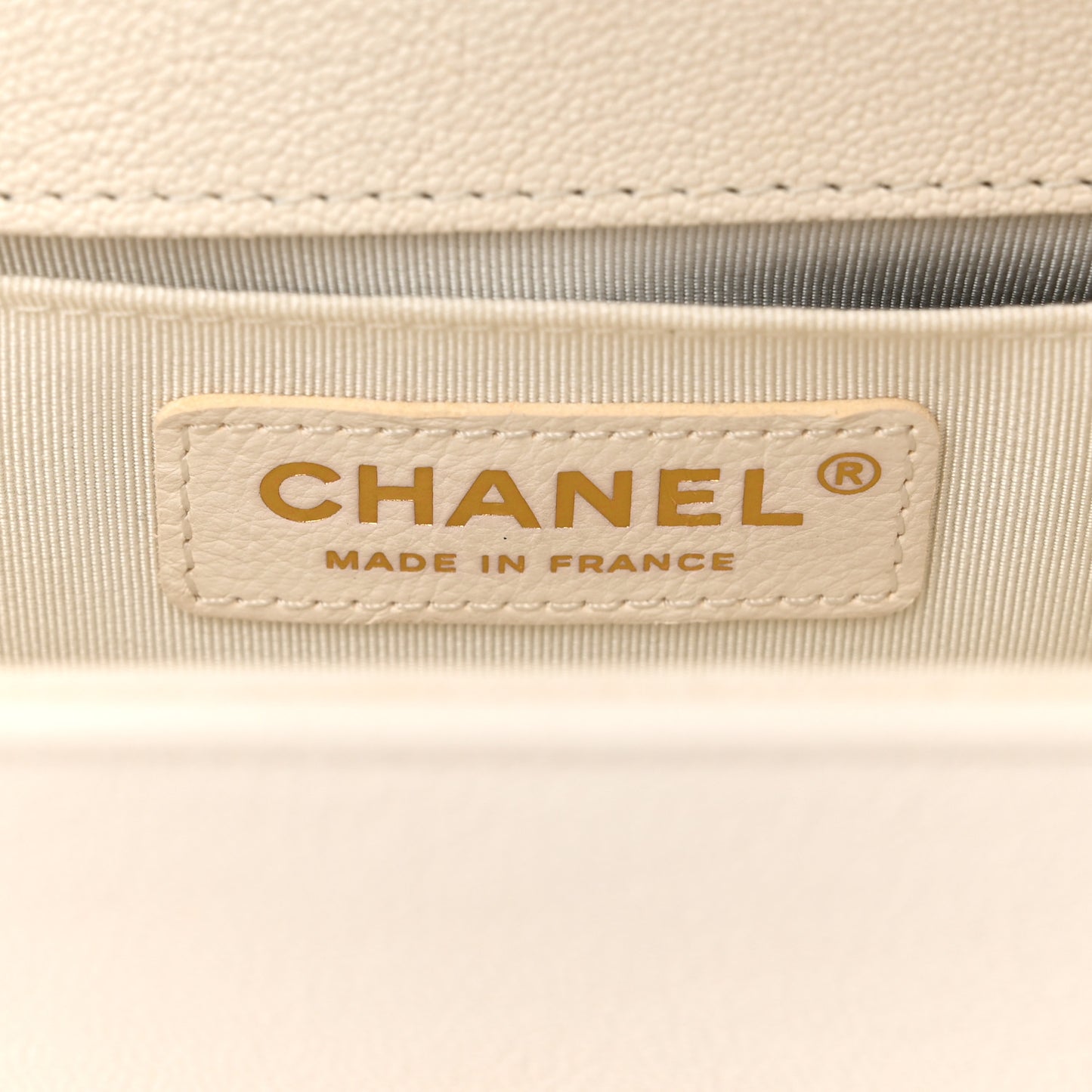 Caviar Chevron Quilted Small Boy Flap White