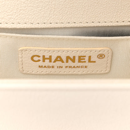 Chanel Caviar Chevron Quilted Small Boy Flap White 6 of 10