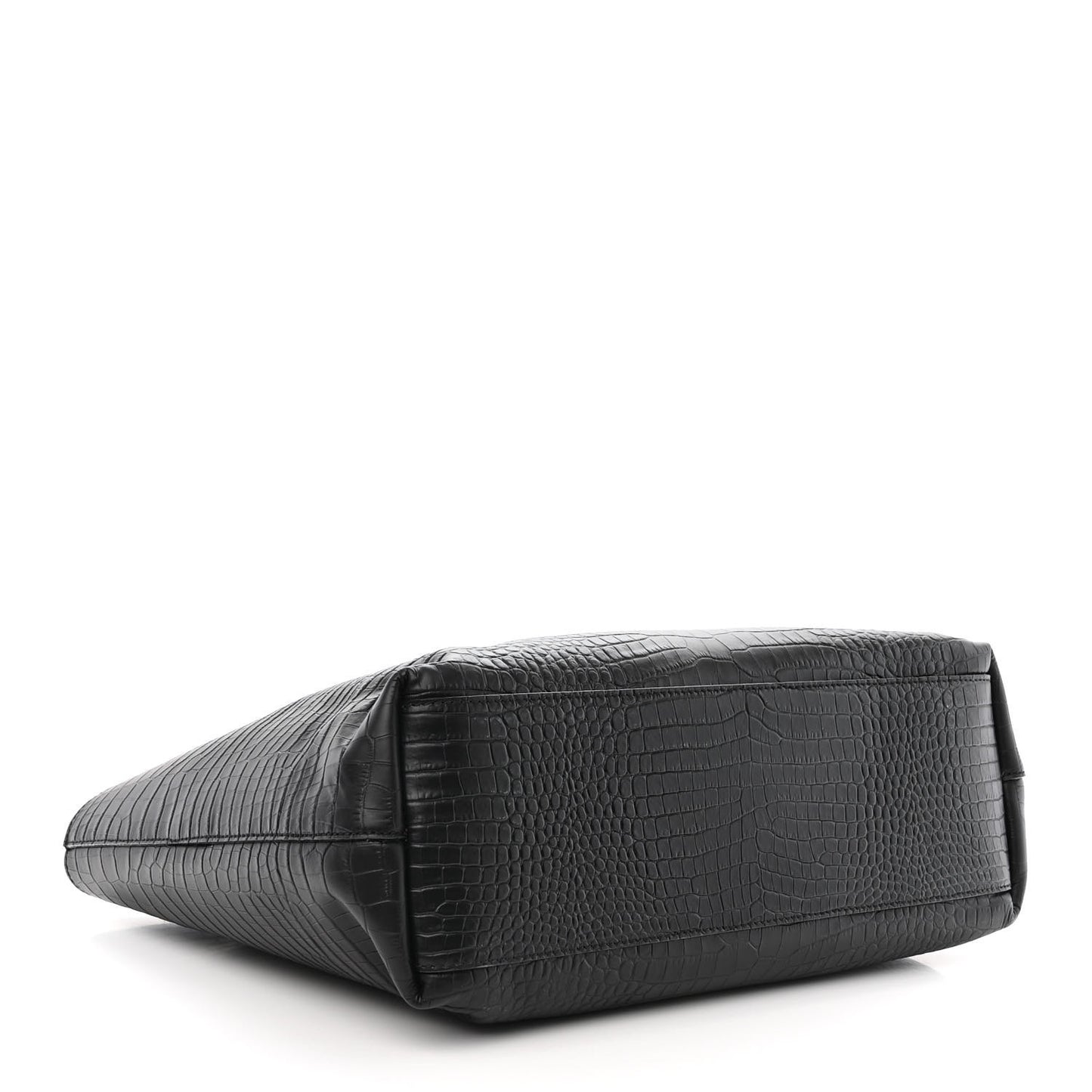 Calfskin Crocodile Embossed Nine2Five East West Tote Black